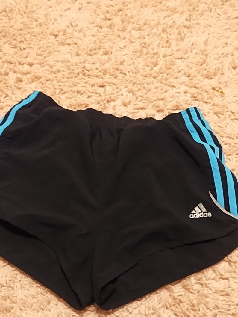 adidas Black Shorts with Light Blue Side Stripes
